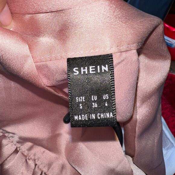 Shein Light Pink Side Tie Blouse Size Small - Picture 2 of 4